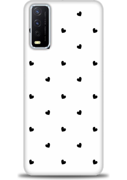 Vivo Y11S Kılıf Hd Baskılı - Siyah Kalpler