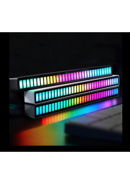 Rgb LED Çubuk Sese ve Müziğe Duyarlı Ambiyanslı Ekolayzer C Type Şarjlı Taşınabilir Stick Siyah Kasa