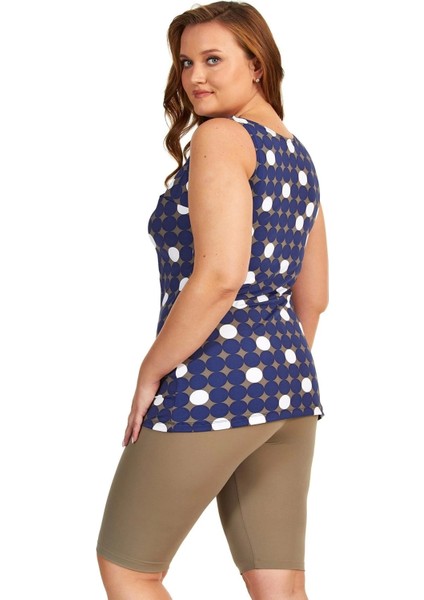 0755-9001 Desenli Kısa Kollu Tankini