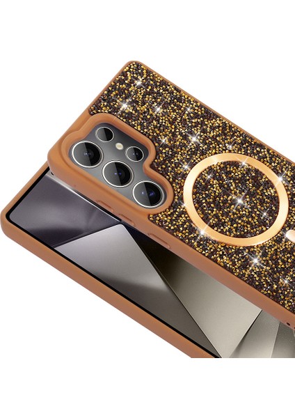 Samsung Galaxy S24 Fe Gold Swrvski Taşlı Magsafe Telefon Kılıfı fiyatları