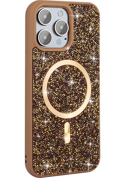 Apple iPhone 16 Pro Gold Swrvski Taşlı Magsafe Telefon Kılıfı