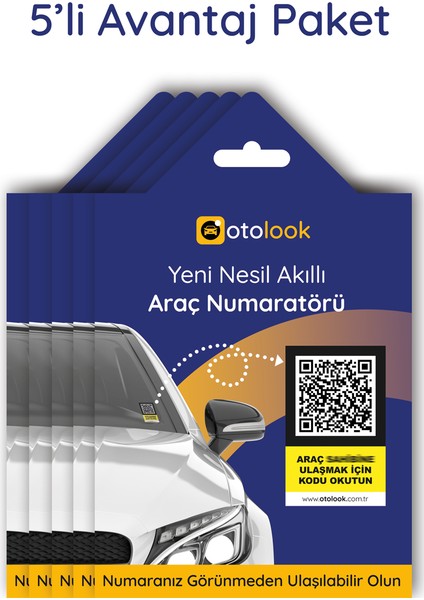 Otolook Yeni Nesil Akıllı Qr Araç Numaratör 5'li Avantaj Paket