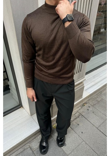 Erkek Standart Fit Normal Kesim Yarım Balıkçı Yaka Triko Kazak fiyatları