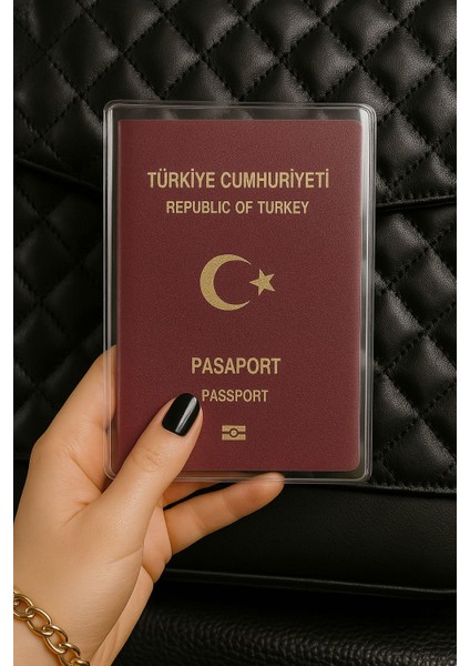1 Adet Universal Pasaport Kılıfı Şeffaf Su Geçirmeyen Pvc Pasaport Cüzdanı Koruma Kabı