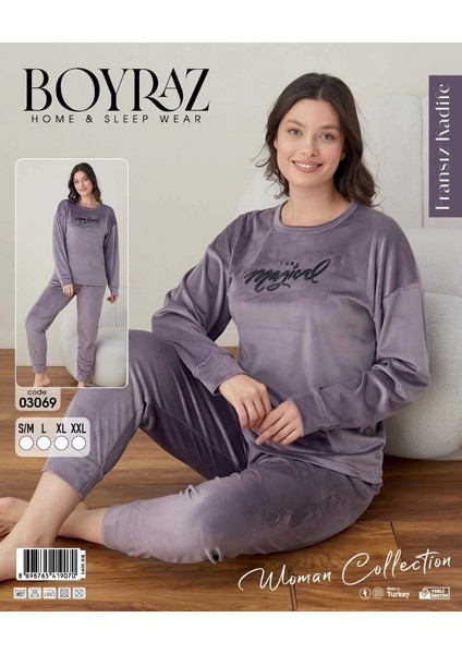 03069 Bayan Fransız Kadife Pijama Takımı