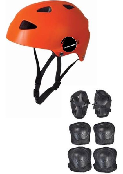 Çocuk Kask Dizlik Dirseklik Ellik Set 7 Parça Scooter Bisiklet Paten Kaykay Koruyucu Set
