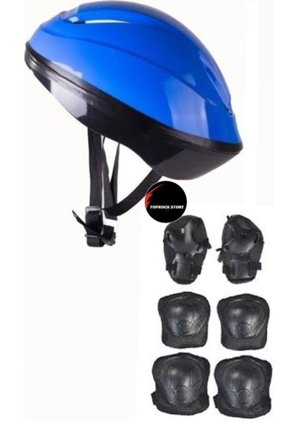 Çocuk Kask Dizlik Dirseklik Ellik Set 7 Parça Scooter Bisiklet Paten Kaykay Koruyucu Set