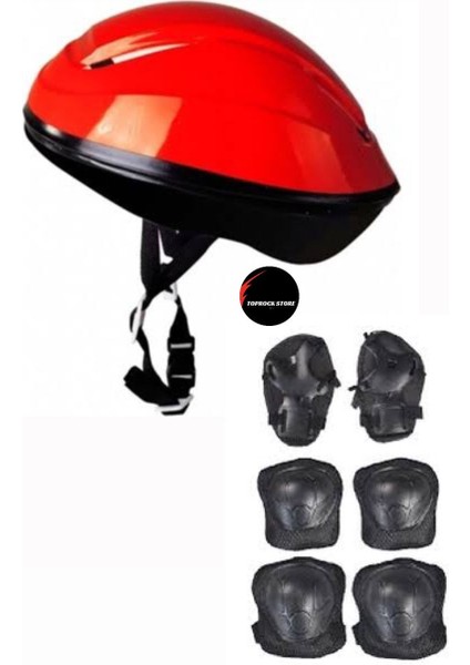 Çocuk Kask Dizlik Dirseklik Ellik Set 7 Parça Scooter Bisiklet Paten Kaykay Koruyucu Set