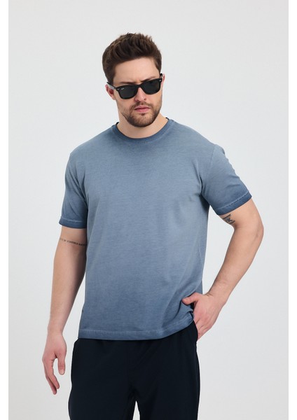 Erkek Lacivert Bisiklet Yaka Yıkamalı Basic T-Shirt - 165 fiyatları