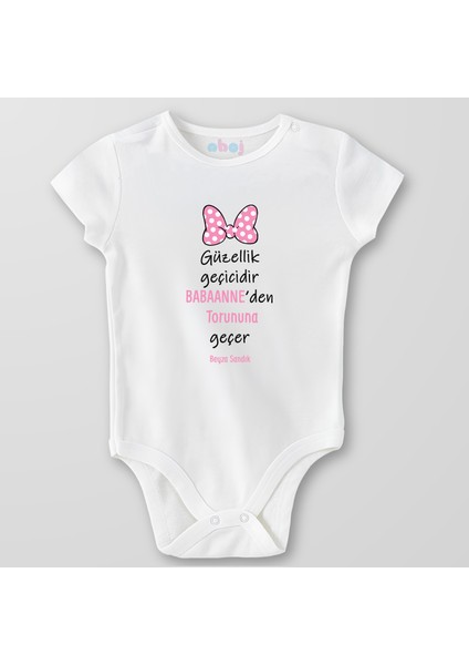 Organik Pamuk Güzellik Geçicidir, Babaanneden Torununa Geçer Bebek Body Çıtçıtlı Zıbın Badi Kısa Kol