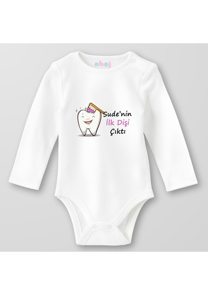 Organik Pamuk Ilk Diş Kız Bebek Bebek Body Çıtçıtlı Zıbın Badi Uzun Kol