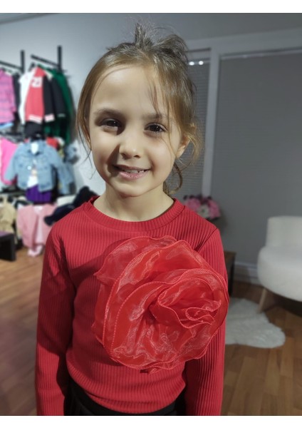 Kız Çocuk Kaşkorse Güllü Detaylı Bluz( Kırmızı) fiyatları