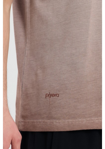 Erkek Kahverengi Bisiklet Yaka Yıkamalı Basic T-Shirt - 165 fırsatları