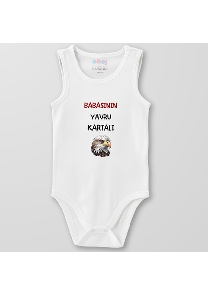 Organik Pamuk Babasının Yavru Kartalı Bebek Body Çıtçıtlı Zıbın Badi Kolsuz