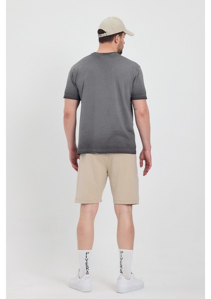 Erkek Siyah Bisiklet Yaka Yıkamalı Basic T-Shirt - 165 indirimleri