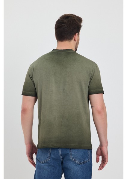 Erkek Haki Bisiklet Yaka Yıkamalı Basic T-Shirt - 165 indirimleri
