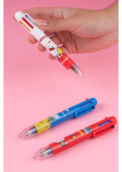 Sanrio Lisanslı 6 Renkli Çoklu Tükenmez Kalem - Hello Kitty