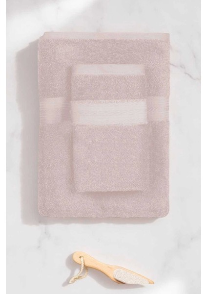 2 Parça Battal Lüks Premium Banyo Spa Havlu Takımı 90 x 170 cm Pudra