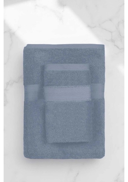 2 Parça Battal Lüks Premium Banyo Spa Havlu Takımı 90X170 cm Indigo