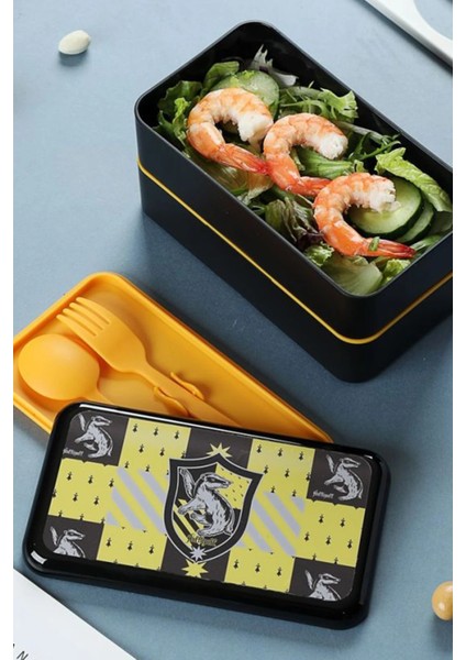 Harry Potter Lisanslı Hufflepuff Çift Katlı Yemek Kabı (1000ML)