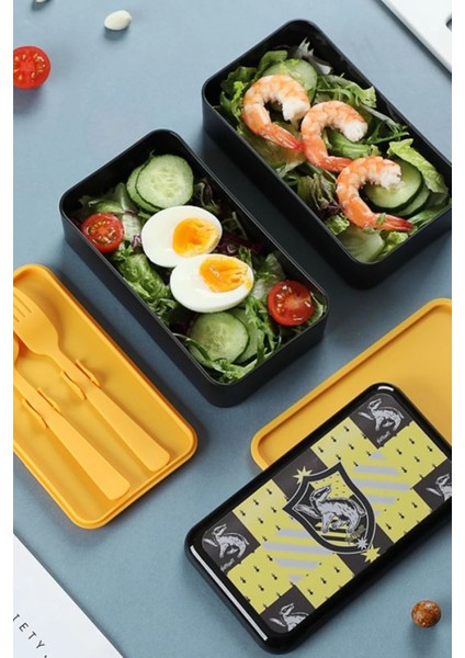 Harry Potter Lisanslı Hufflepuff Çift Katlı Yemek Kabı (1000ML)