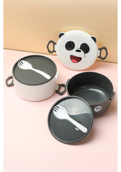 We Bare Bears Lisanslı Çift Katlı Yemek Kabı (1850ML) - Panda