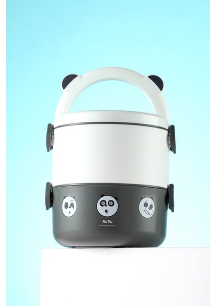 We Bare Bears Lisanslı Çift Katlı Yemek Kabı (1850ML) - Panda