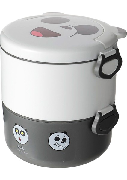 We Bare Bears Lisanslı Çift Katlı Yemek Kabı (1850ML) - Panda