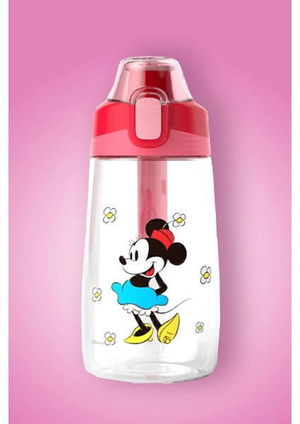 Disney Minnie Mouse Lisanslı Silikon Tutacaklı Tritan Suluk (500ML)