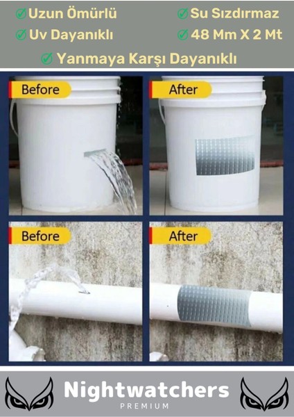 Özel Üretim Çok Amaçlı Su Geçirmez Sızdırmaz Güçlü Dayanıklı Izolasyon Gri Tamir Bandı 48 mm 10 mt 3 modelleri