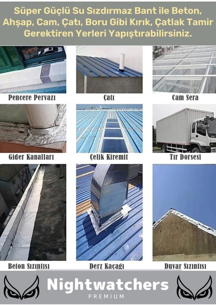 Özel Üretim Çok Amaçlı Su Geçirmez Sızdırmaz Güçlü Dayanıklı Izolasyon Gri Tamir Bandı 48 mm 10 mt 2