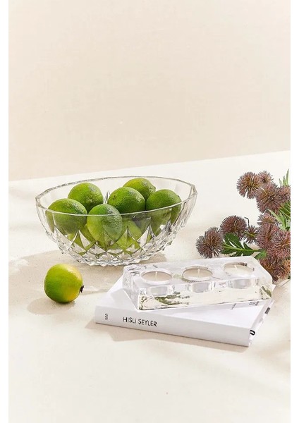 El Yapımı Cam Tealight Mumluk 3 Bölmeli