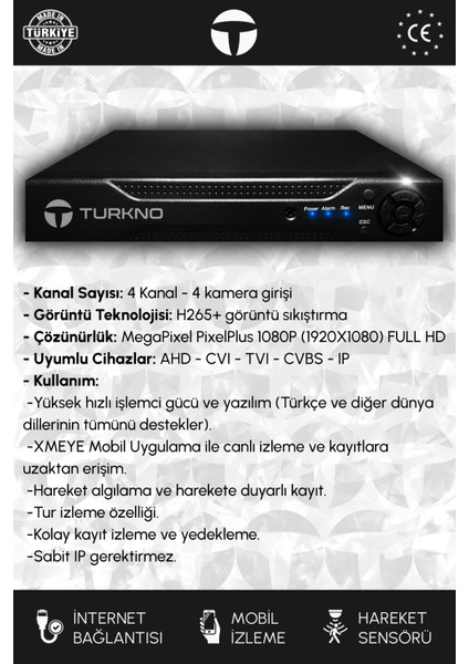 2 Kameralı Domie 2 Iç Kamera Set 1 Tb HDD Full Hd Renkli Gece Görüşlü Güvenlik Kamerası Sistemi