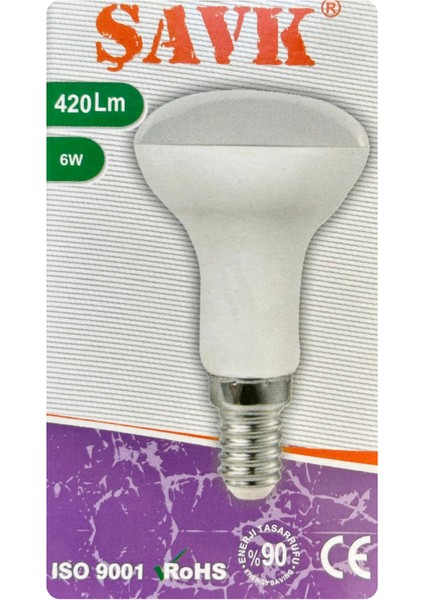 (4 adet) Şavk 6W (37W) Beyaz Işık (6500K) E14 DUYLU (Ince Duy) LED R50 AMPUL fiyatları