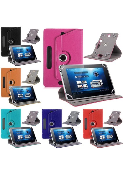 Vorcom Sx Pro 10.1" Dönerli Standlı Deri Tablet Kılıfı - Kırılmaz Ekran Koruyucu