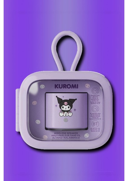 Sanrio Lisanslı Kuromi Taşınabilir Metal Kablosuz Hoparlör