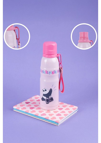 We Bare Bears Lisanslı Tutma Ipli Termos (600ml) - Panda