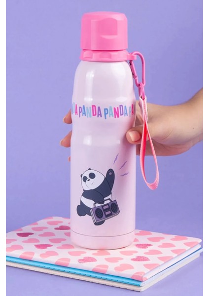 We Bare Bears Lisanslı Tutma Ipli Termos (600ml) - Panda