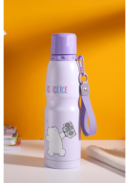 We Bare Bears Lisanslı Tutma Ipli Termos (600ml) - Kutup Ayı