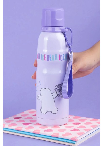 We Bare Bears Lisanslı Tutma Ipli Termos (600ml) - Kutup Ayı