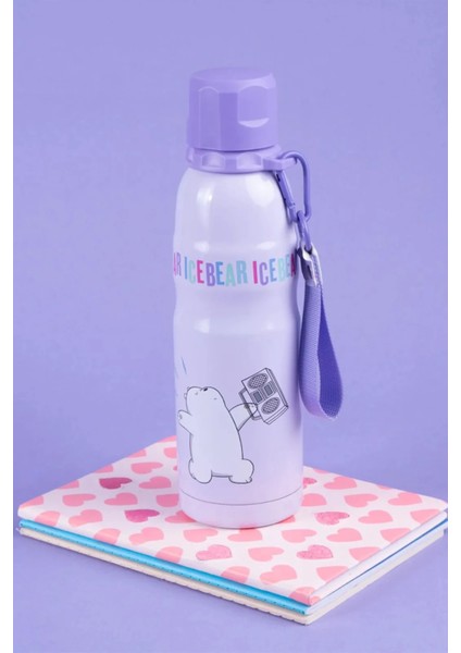 We Bare Bears Lisanslı Tutma Ipli Termos (600ml) - Kutup Ayı