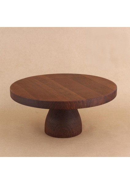 Akasya Ağacından Yuvarlak Ahşap Sunumluk Pasta Servis Tabağı – 25X25X1,8 cm