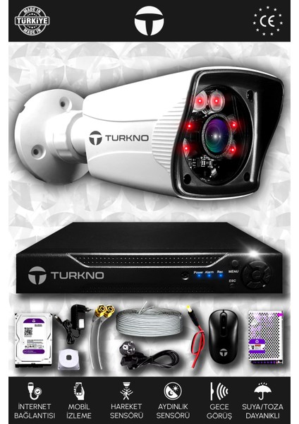 1 Kameralı Karia 1 Dış Kamera Set 1 Tb HDD Full Hd Gece Görüşlü Güvenlik Kamerası Sistemi