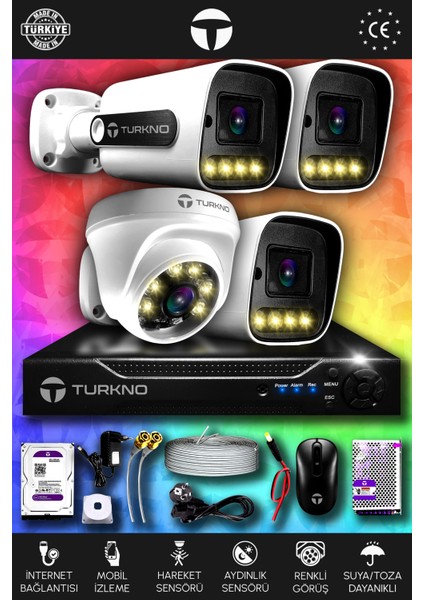 4 Kameralı Navie 1 Iç Kamera Set 1 Tb HDD Full Hd Renkli Gece Görüşlü Güvenlik Kamerası Sistemi
