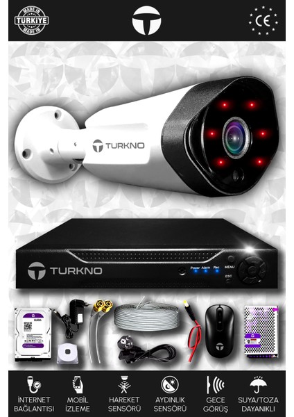 1 Kameralı Galia 1 Dış Kamera Set 250 GB HDD Full Hd Gece Görüşlü Güvenlik Kamerası Sistemi