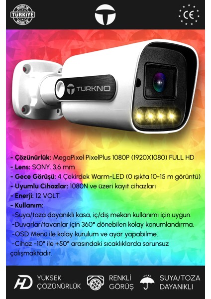 6 Kameralı Navie 6 Dış Kamera Set 2 Tb HDD Full Hd Renkli Gece Görüşlü Güvenlik Kamerası Sistemi