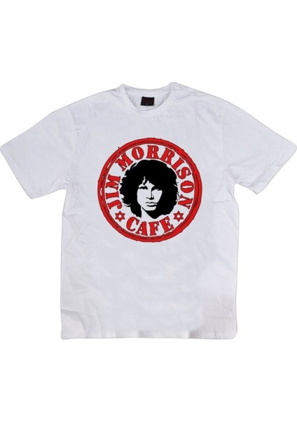 The Doors Baskılı Unisex %100 Pamuk Beyaz T-Shirt