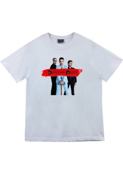 Depeche Mode Baskılı Unisex %100 Pamuk Beyaz T-Shirt