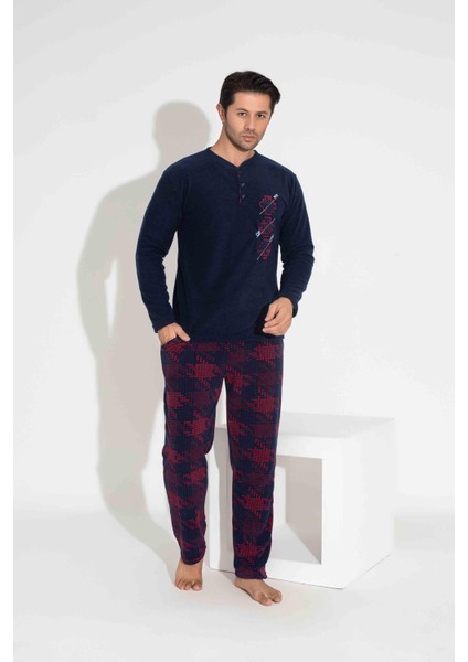 Erkek Polar Pijama Takımı Ev Giyim Rahat Yatmalık 5222L