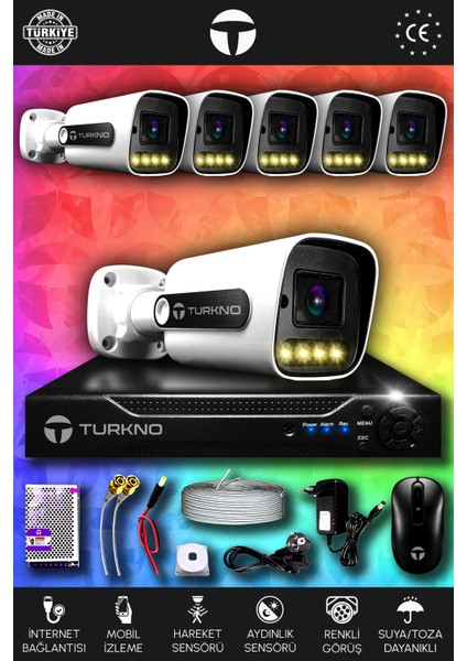 6 Kameralı Navie 6 Dış Kamera Set Hdd'siz Full Hd Renkli Gece Görüşlü Güvenlik Kamerası Sistemi